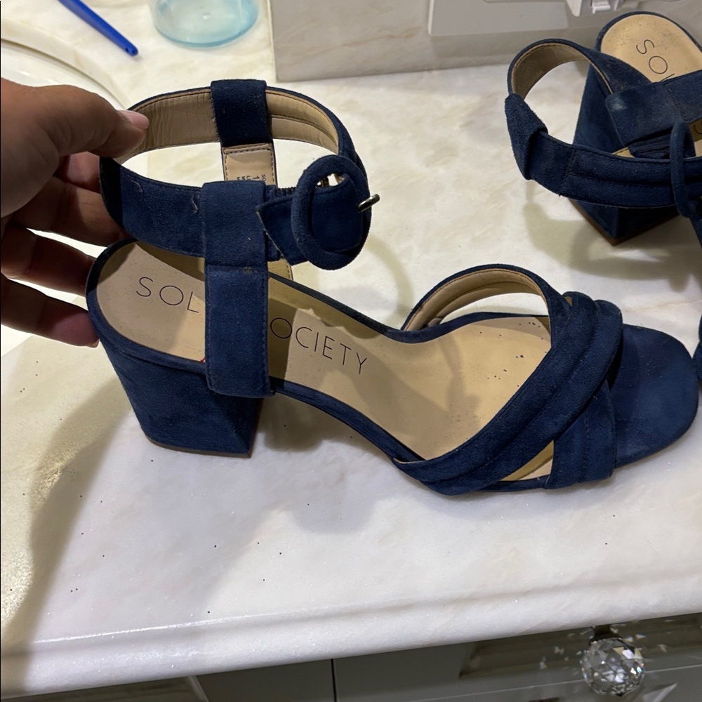 Sole Society Deep Blue Suede Heels - Picture 2 of 5